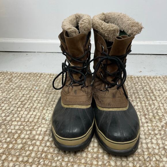 SOREL Men's Caribou Waterproof Boots SZ 13 Tan Brown Leather Outdoor Winter GUC - Picture 3 of 12